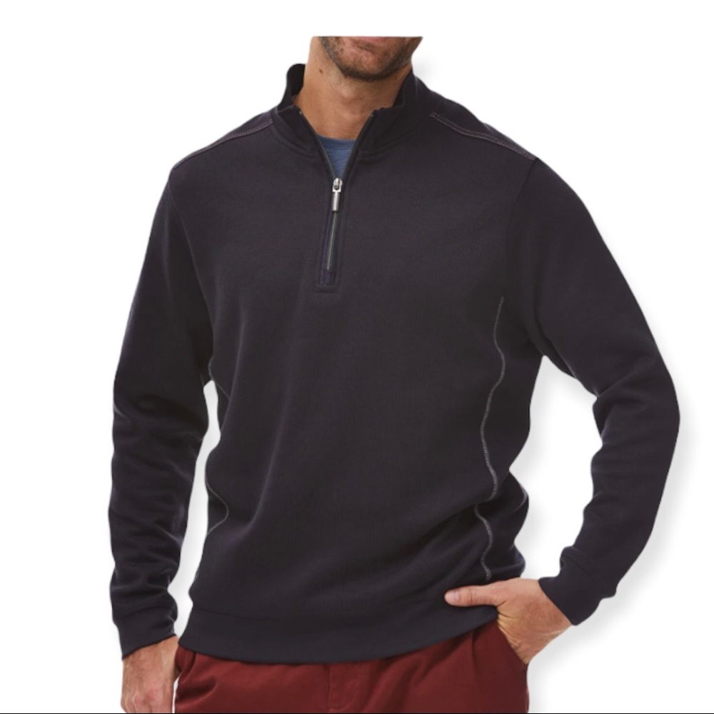 Rainforest Quarter Zip Ribbed Knit Pullover Sweater XL